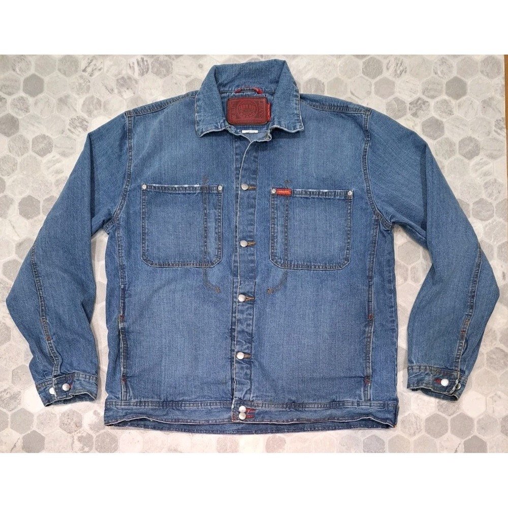 VTG Farm Boy  Denim Jean Trucker Jacket Button Stone Wash Large Tall